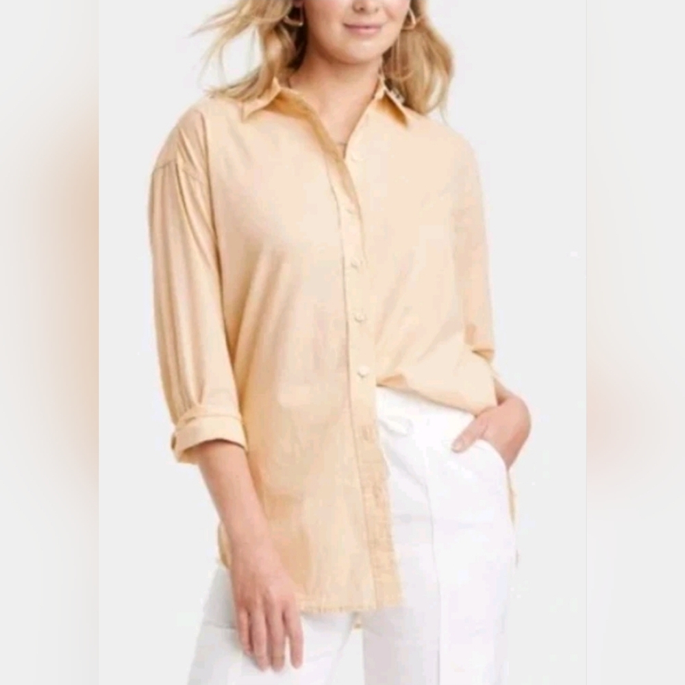 Universal Thread Women's Tunic Collared Button-Down Shirt Size Large NWT!